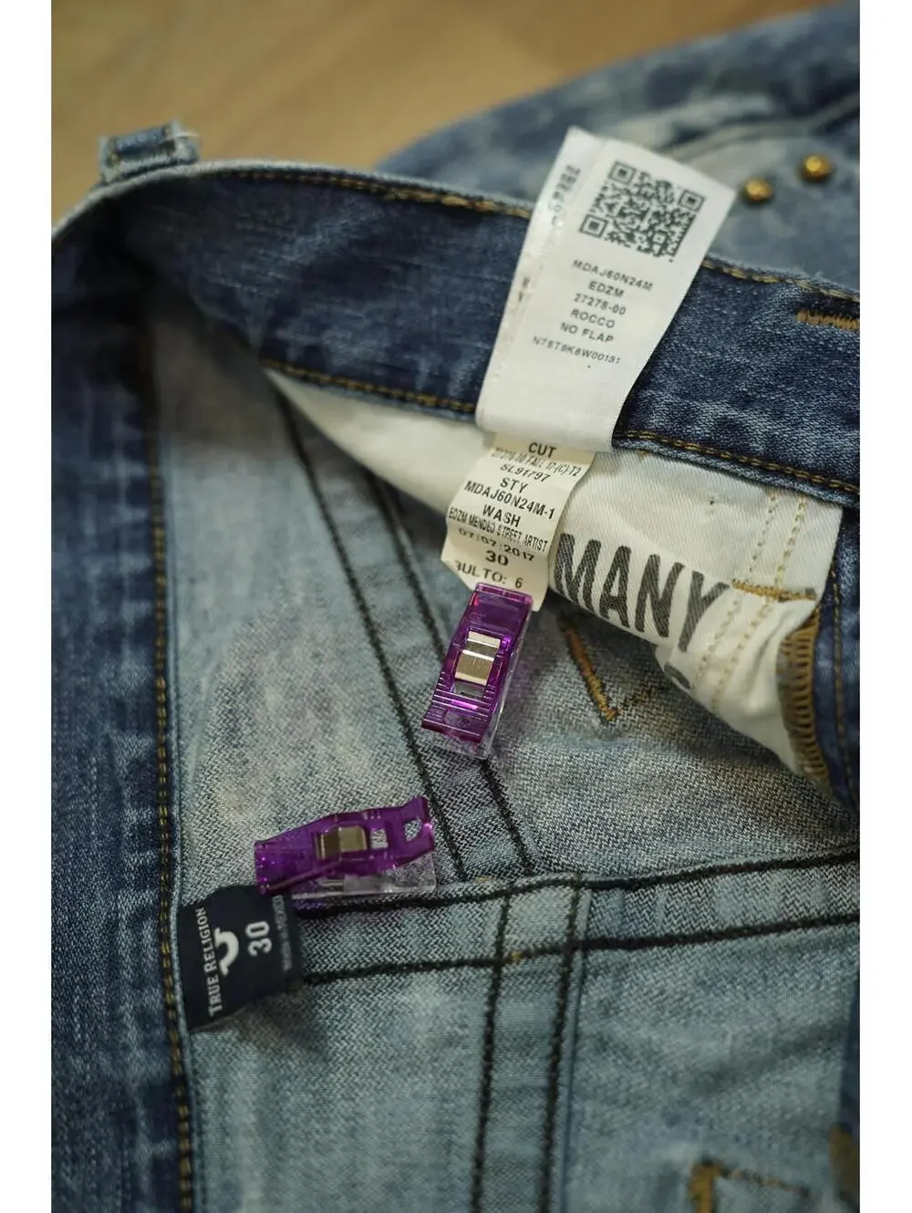 Streetwear Street Artist TRUE RELIGION ROCCO Patchwork‎ Relaxed SKINNY Jean 30
